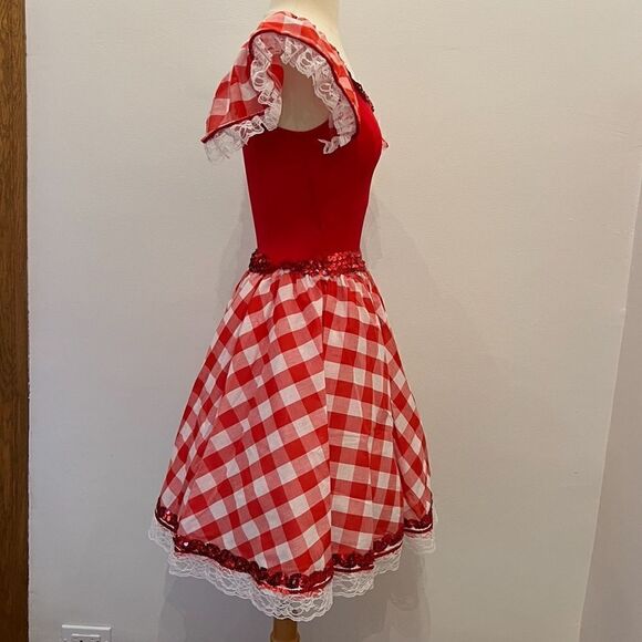 Vintage 90s Dolly Parton Picnic Southern Plaid Dance Figure Skating Costume - Picture 5 of 13